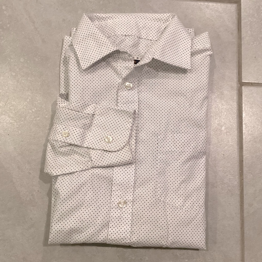 Joseph Abboud White and Blue Polka Dot Dress Shirt